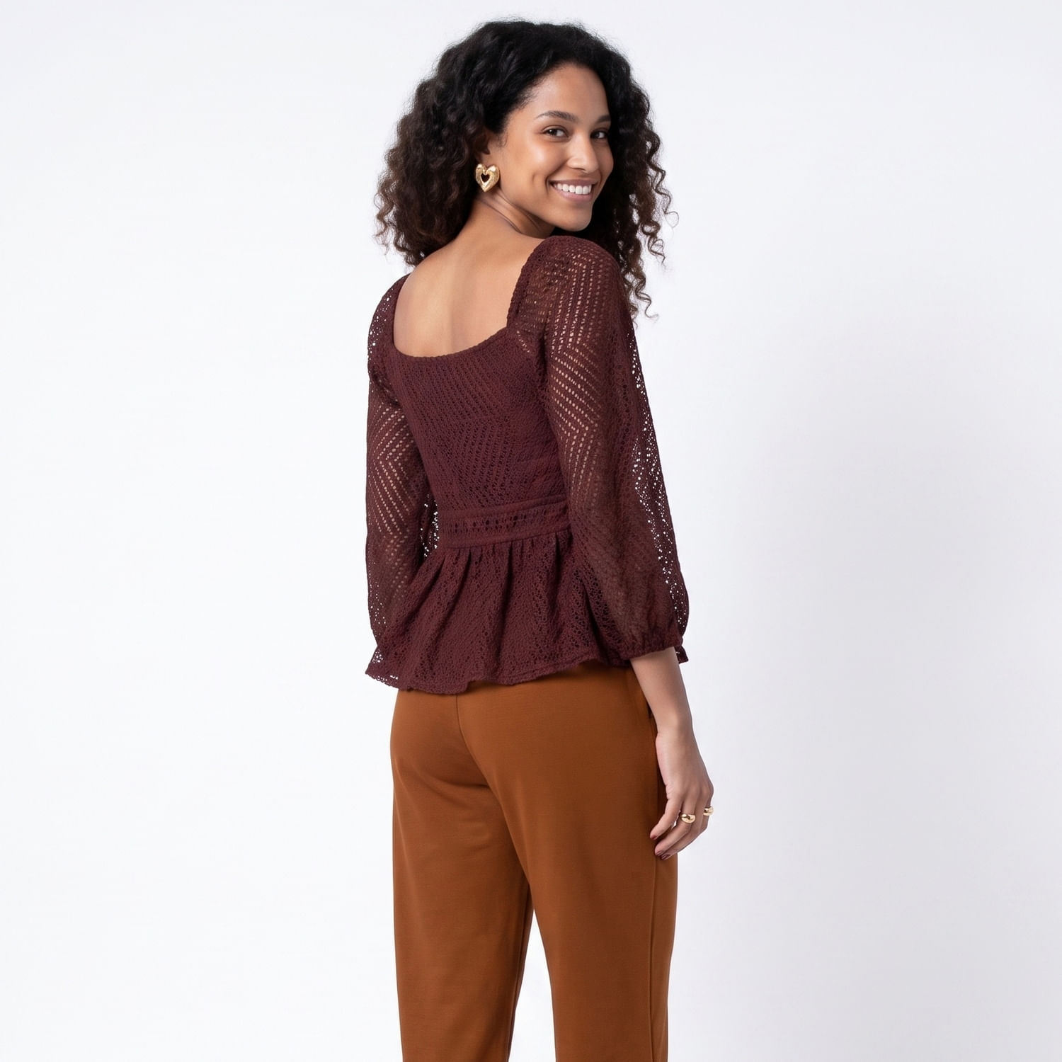 BLUSA BATA RENDA MRR Marrom