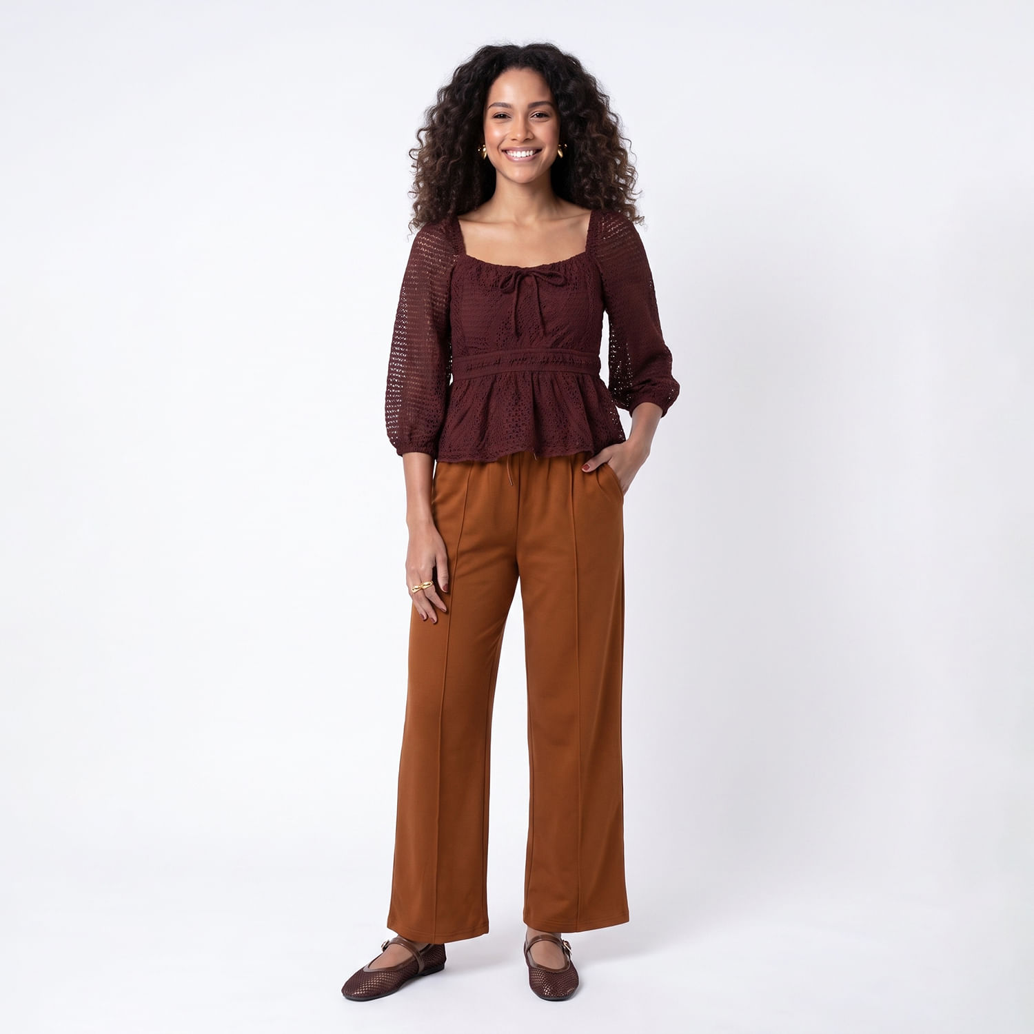 BLUSA BATA RENDA MRR Marrom