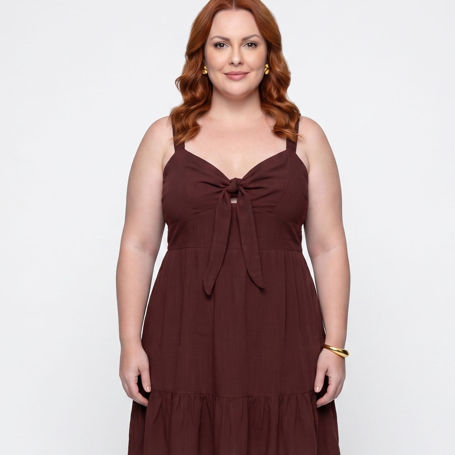 Vestido Alça Marrom Marrom