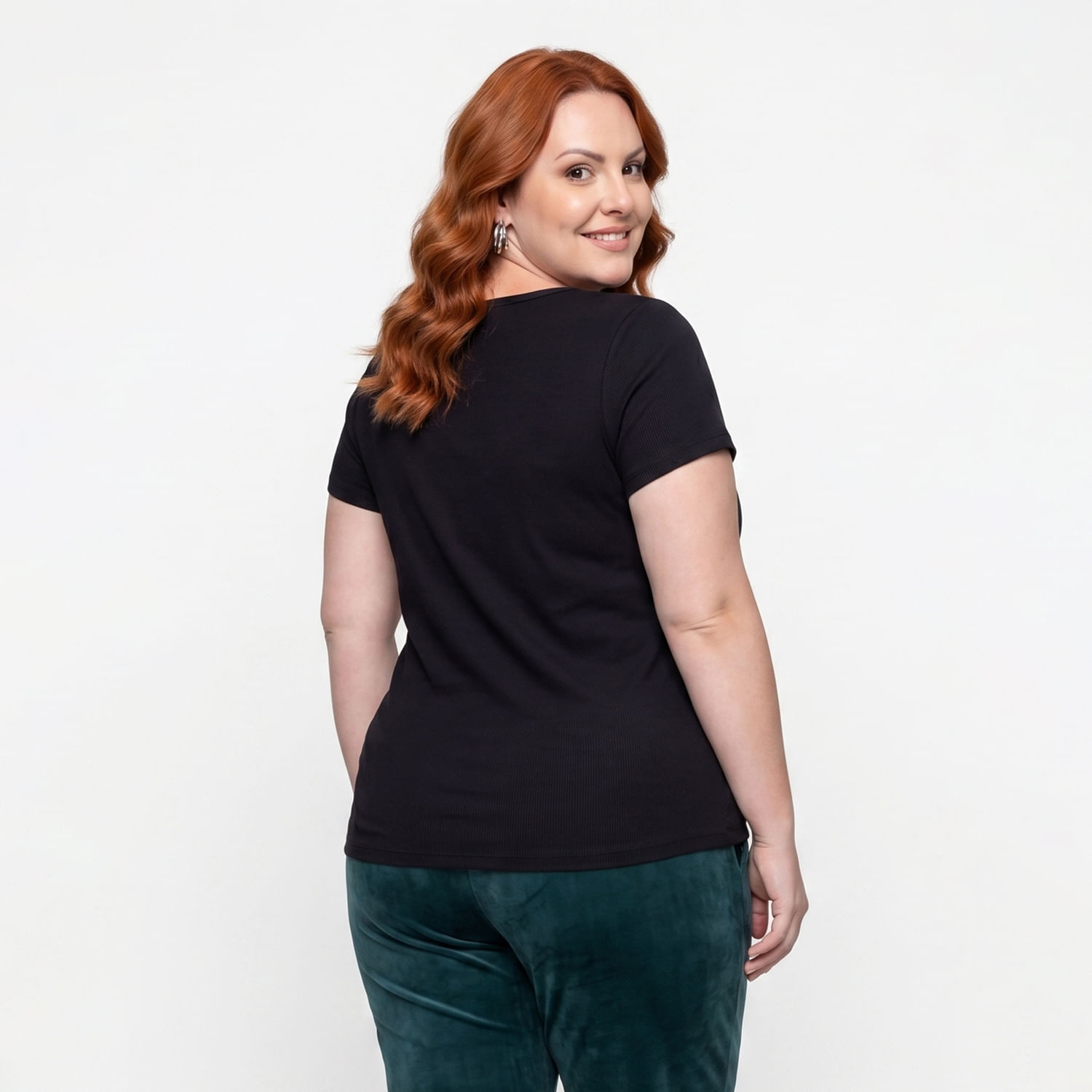 Blusa MC Rib. Preto Preto