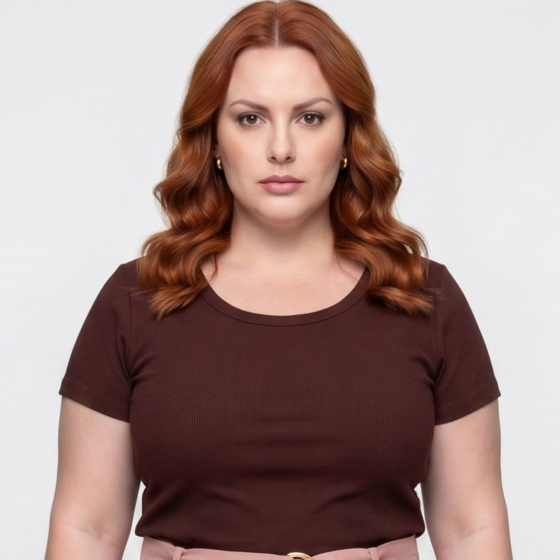 Blusa MC Rib. Marrom Marrom