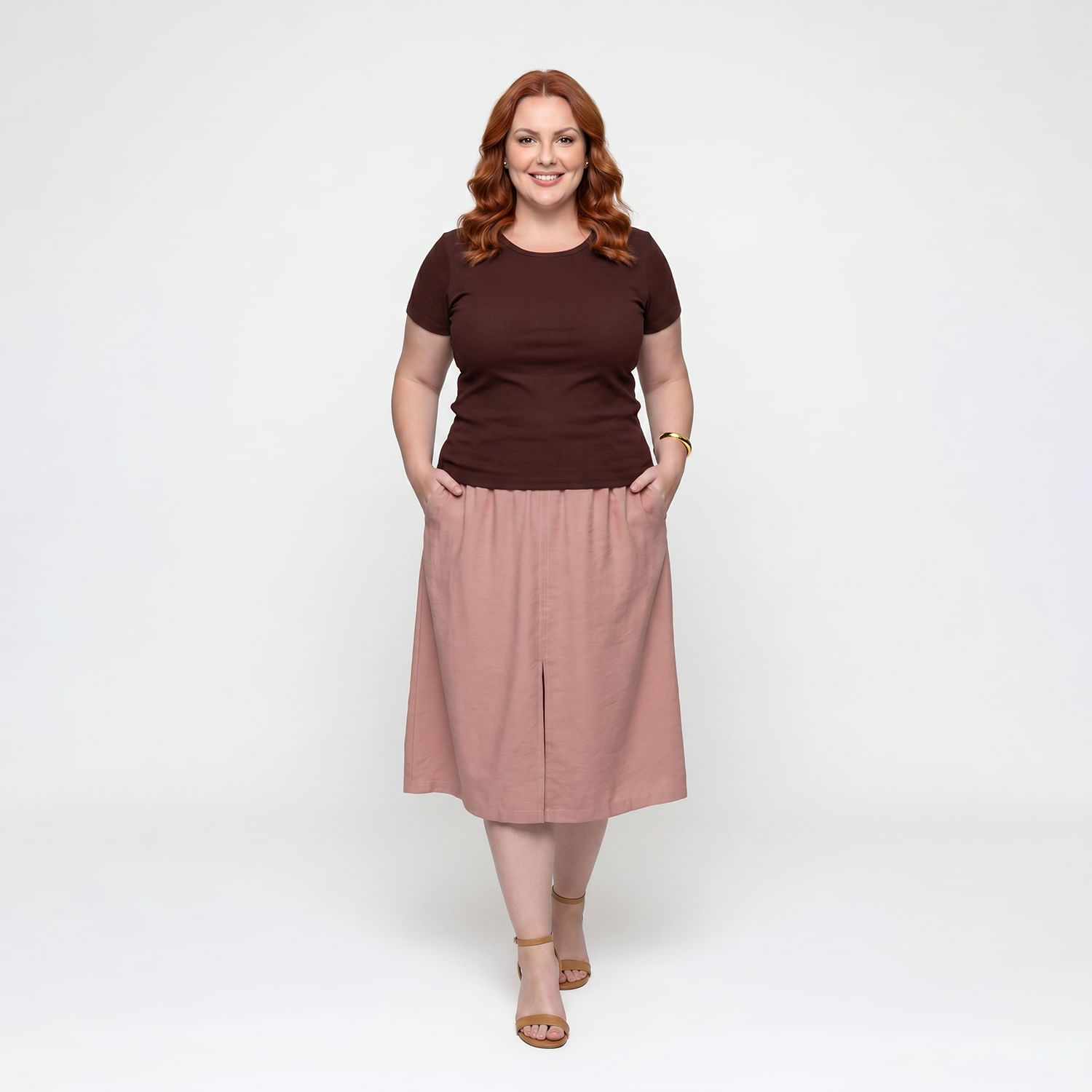 Blusa MC Rib. Marrom Marrom