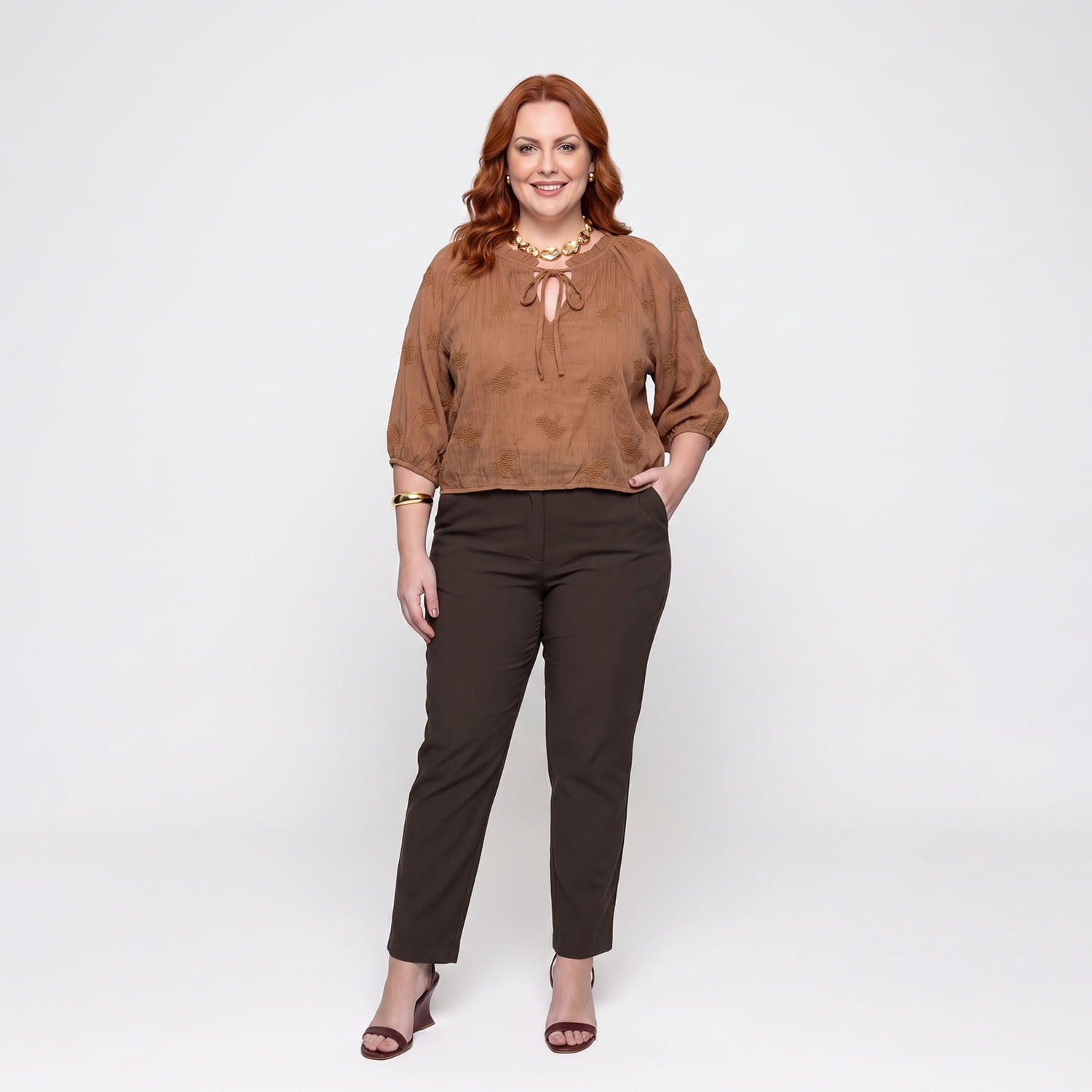 CAMISA BORD MARROM Marrom