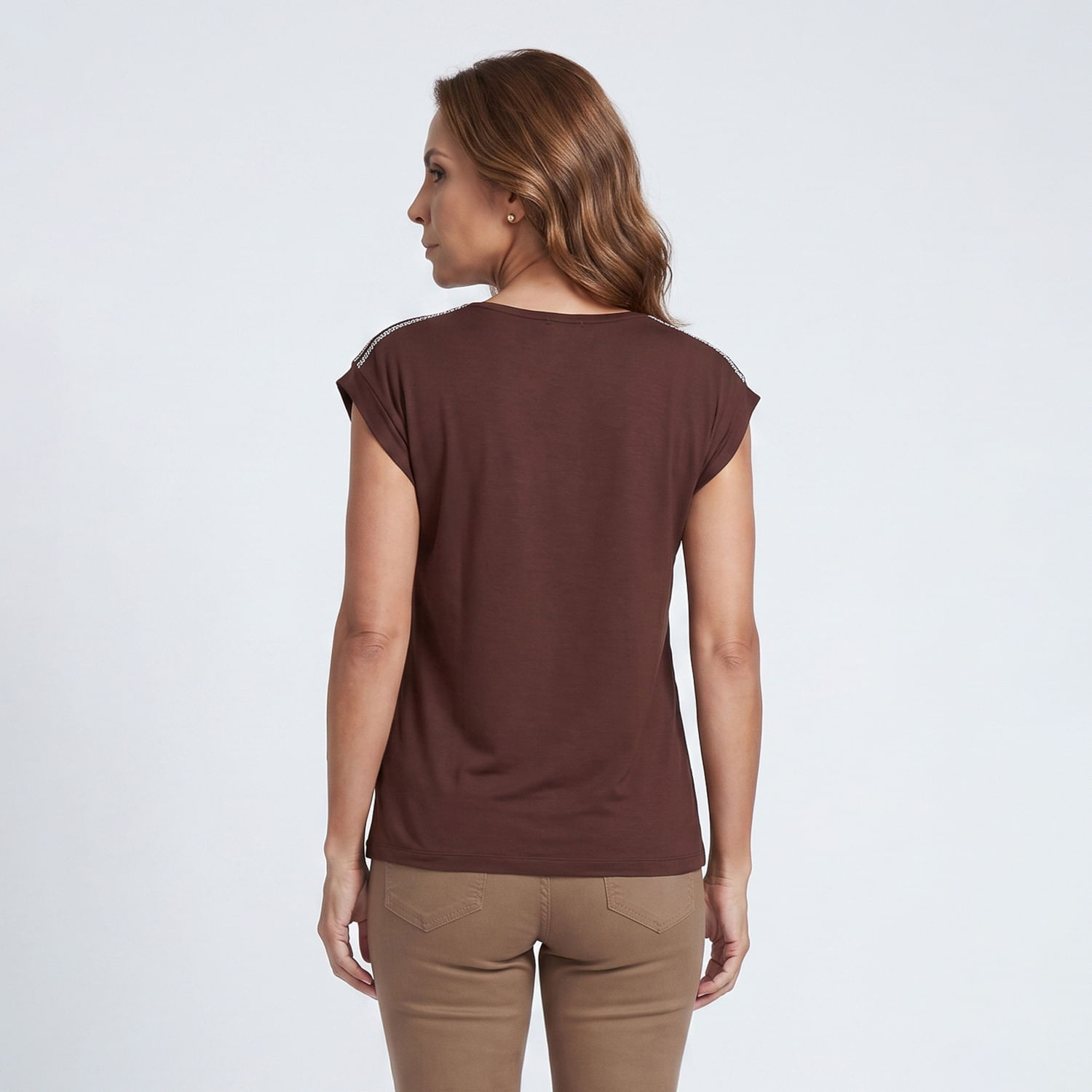 Blusa MC Rend Marrom Marrom