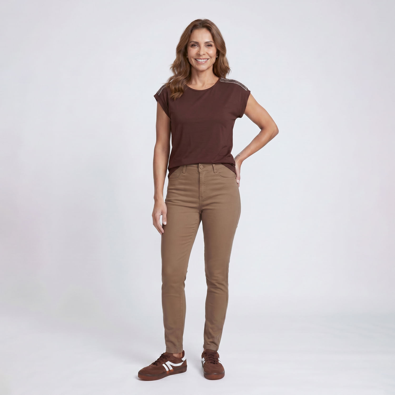 Blusa MC Rend Marrom Marrom