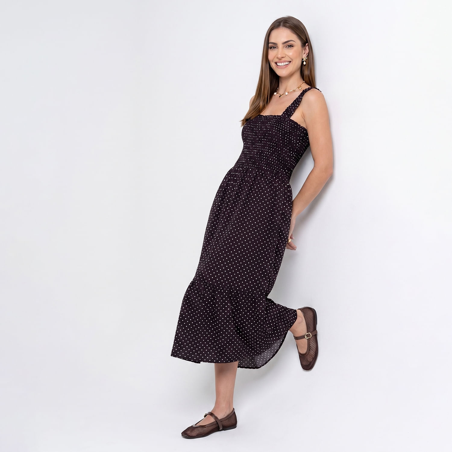 VESTIDO LASTEX PRETO Preto