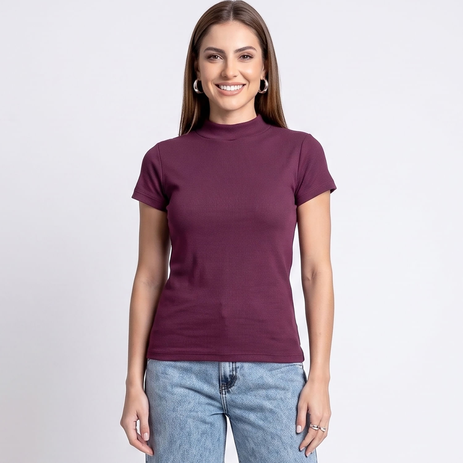 BLUSA MC G.A RIB RXO Roxo