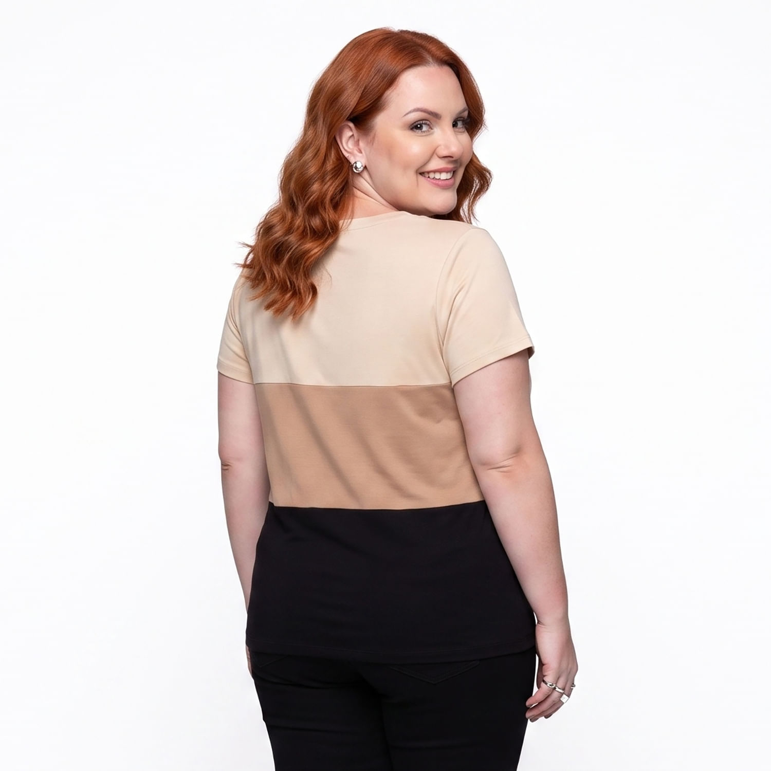 Blusa MC 3 Rec. Bege Bege