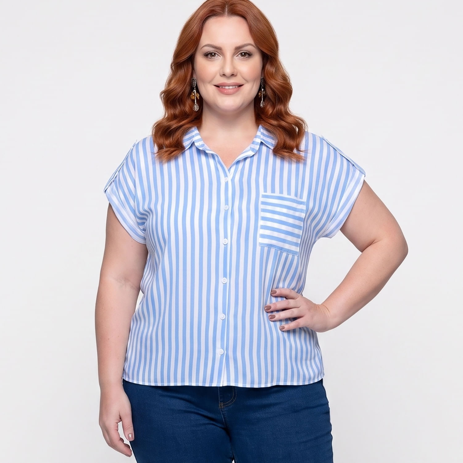 Camisa MC List. Azul Azul