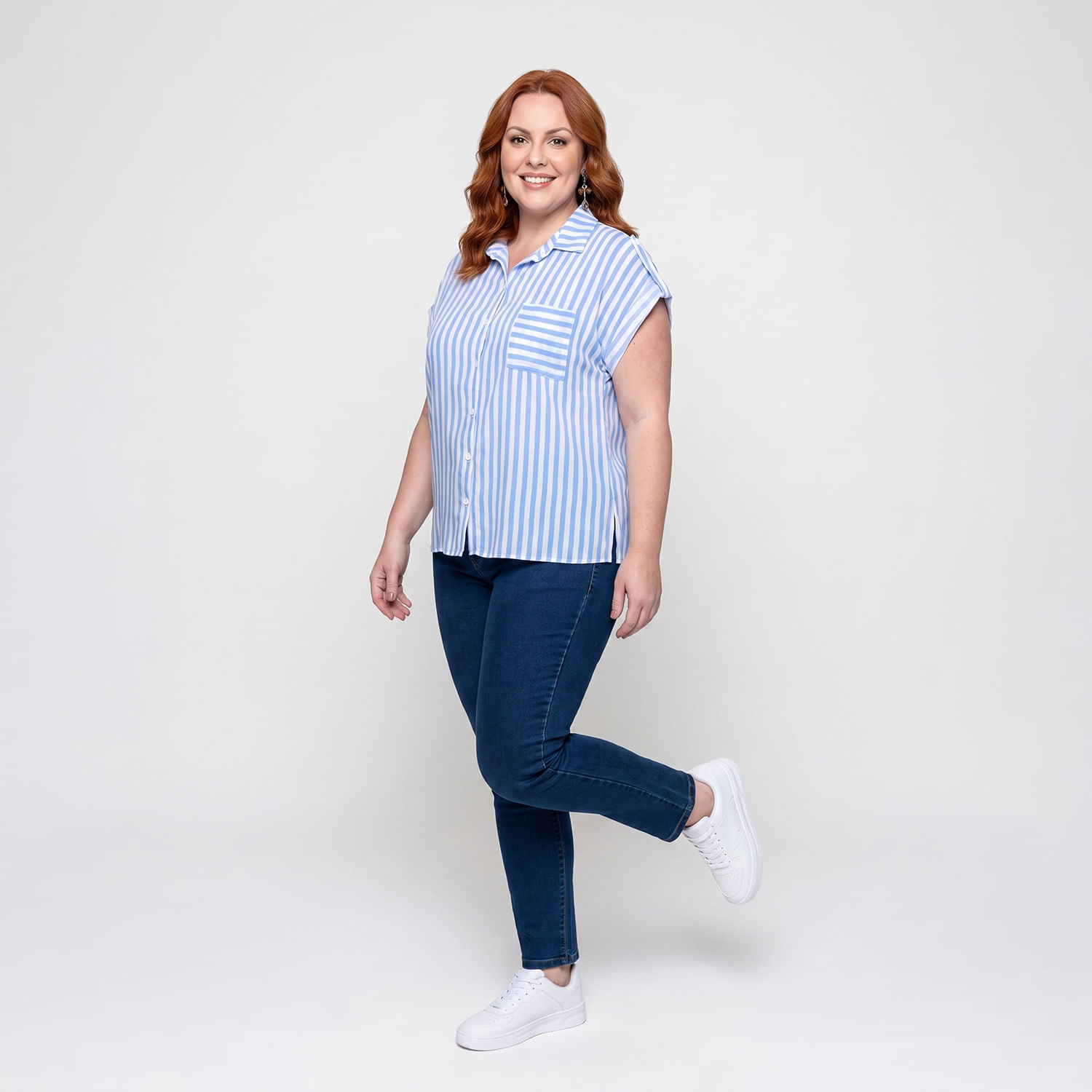 Camisa MC List. Azul Azul