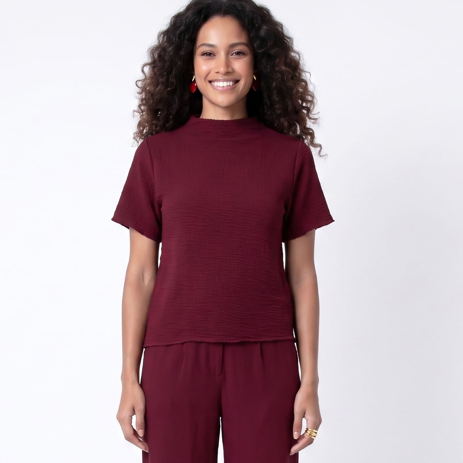 Cropped Textur Vinho Vinho