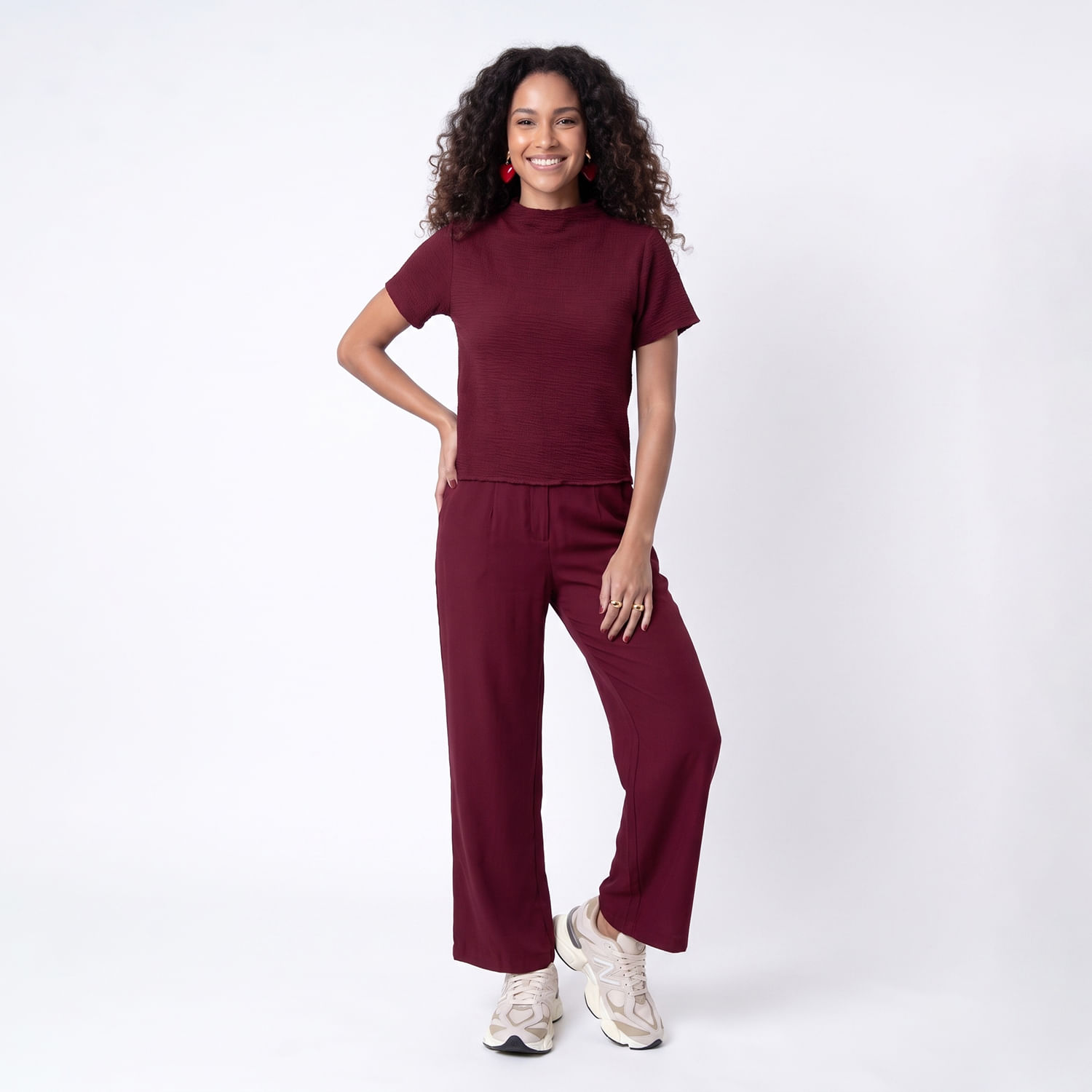 Cropped Textur Vinho Vinho