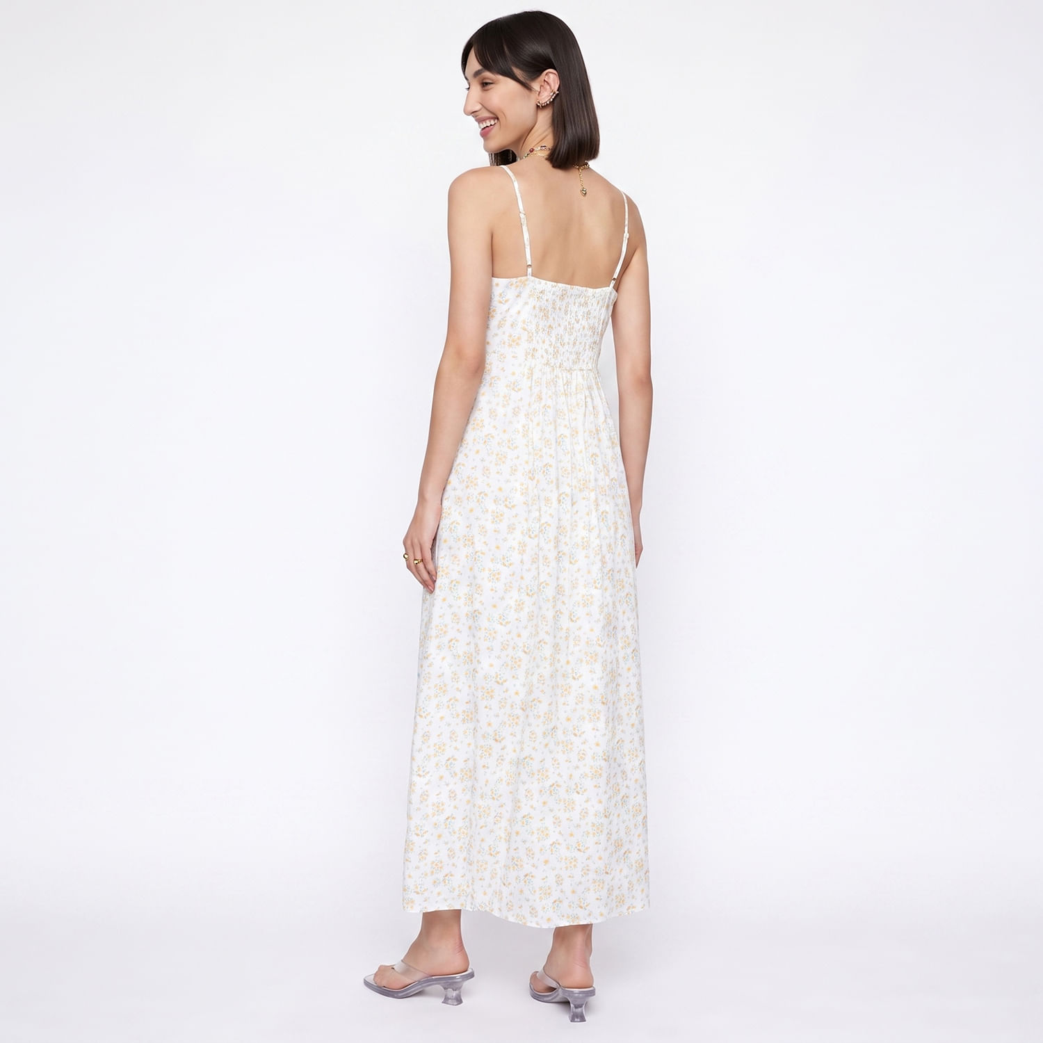 VESTIDO MIDI FLOR OF Off White