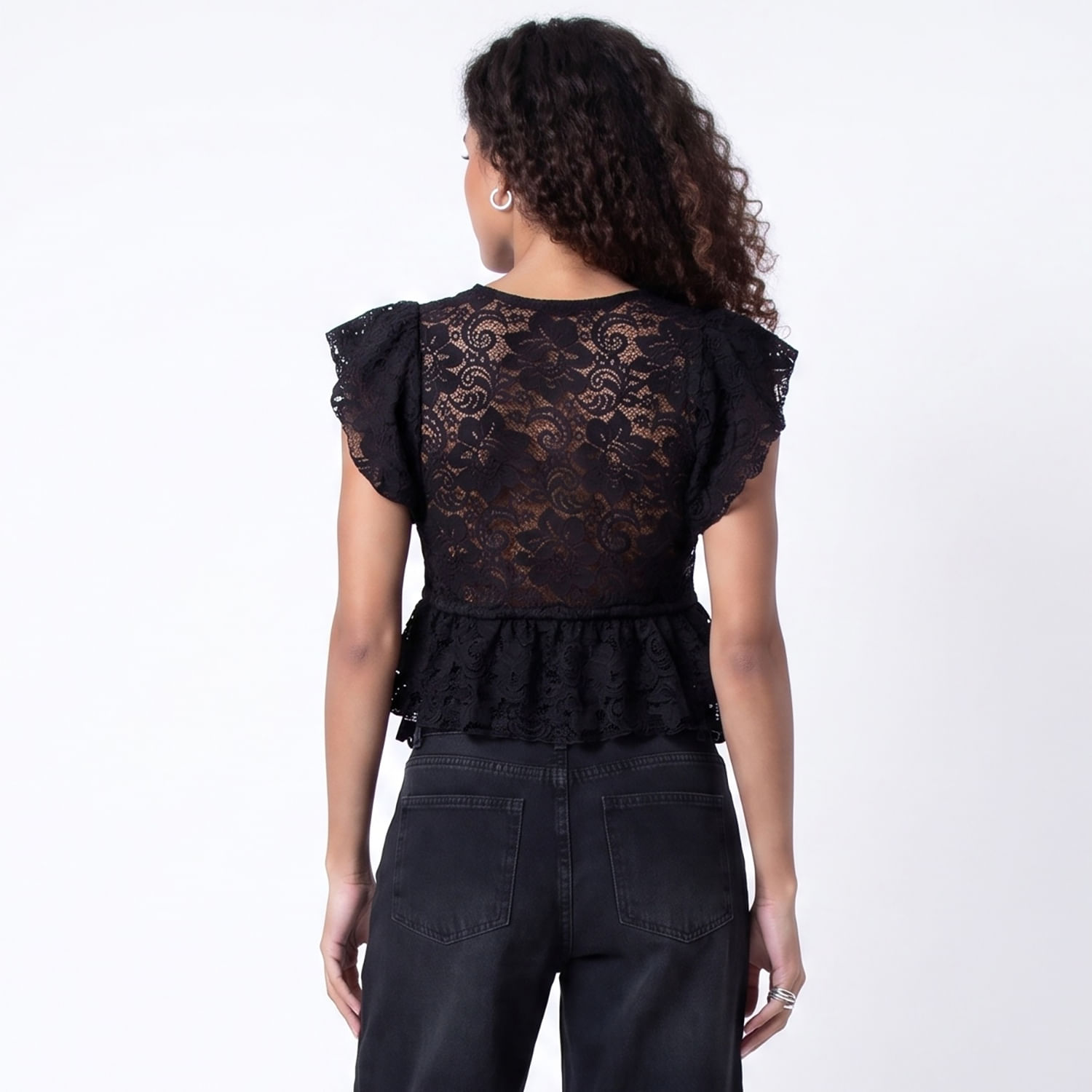 Blusa MC Renda Preto Preto