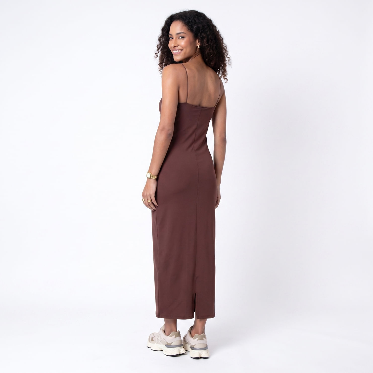 VESTIDO POLIAMI MARR Marrom