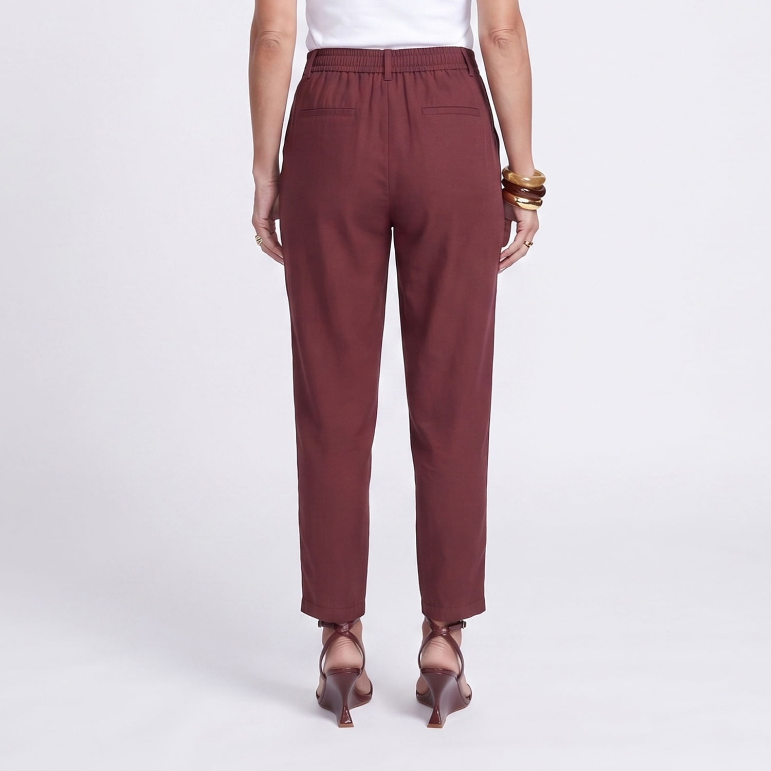 Calça Reta Marrom Marrom