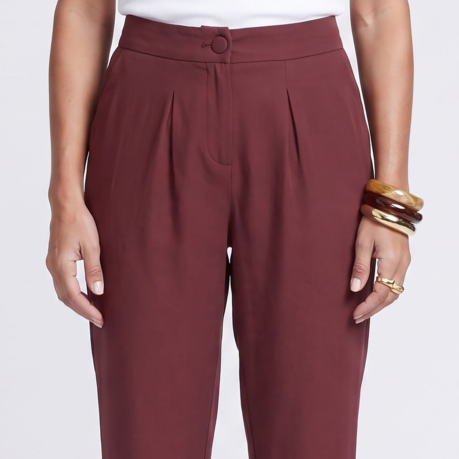 Calça Reta Marrom Marrom