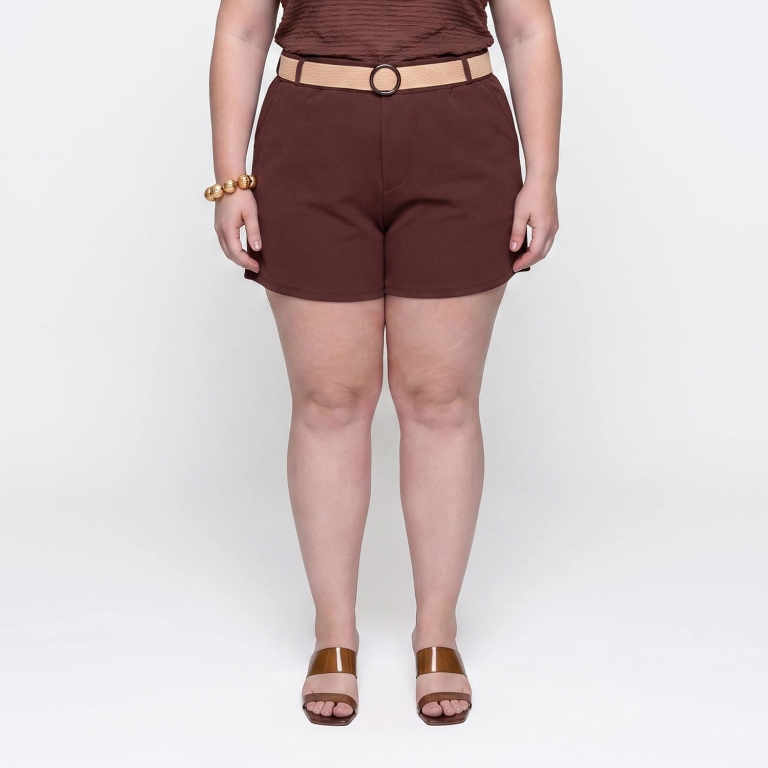 Short Cinto Marrom Marrom