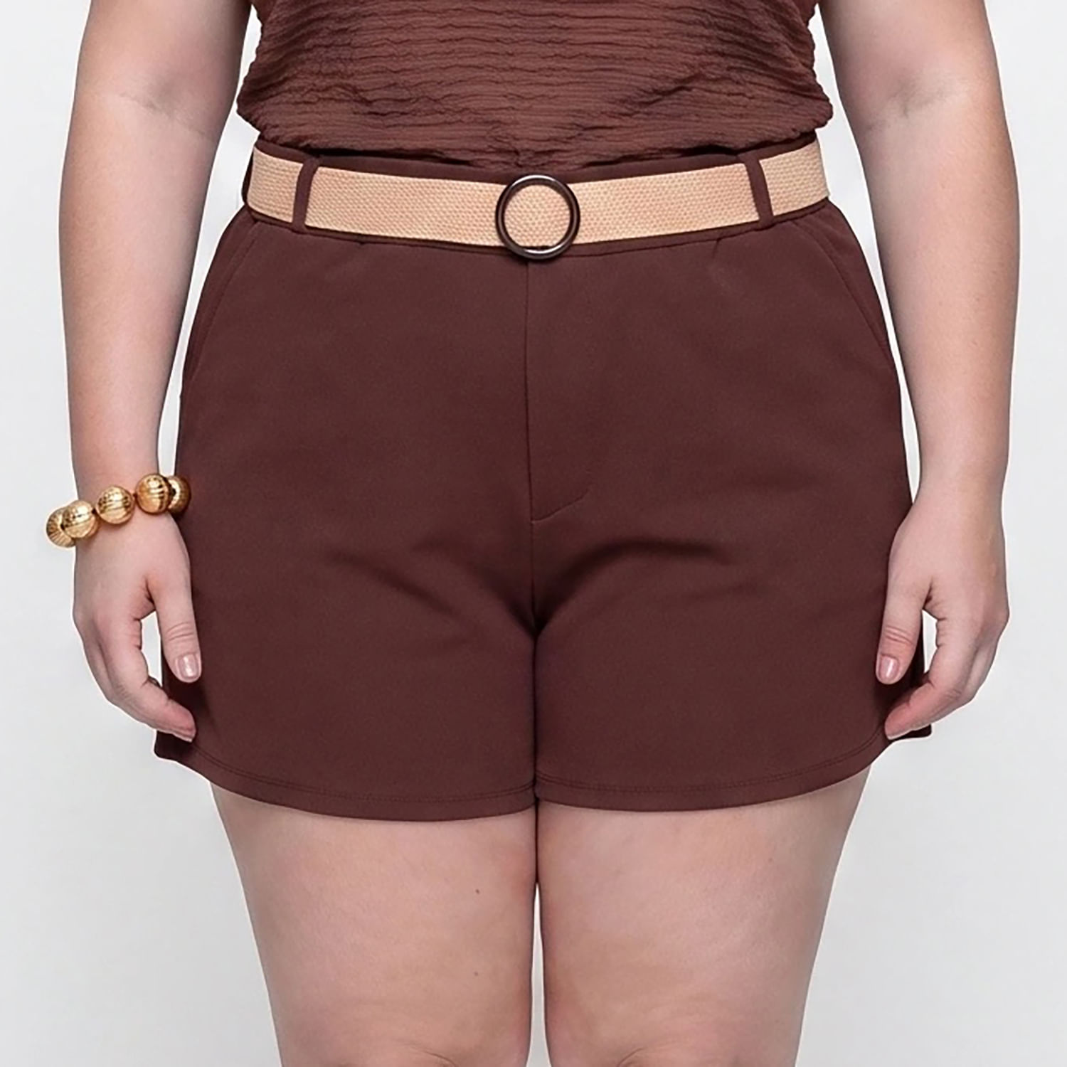 Short Cinto Marrom Marrom